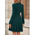 thumbnail image 6 of PRETTYGARDEN Womens Long Sleeve Mini Dress Fall Crewneck Ribbed Knit Soft A Line Flowy Casual Short Dresses with Pockets, 6 of 9