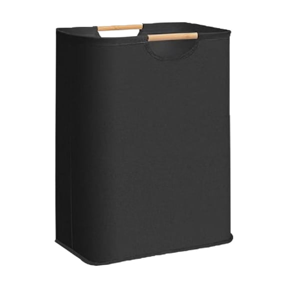 Dvumao 15.8x12x12 in Collapsible Linen Laundry Hamper, Waterproof Clothes Basket with Wooden Handles, Large Capacity Organizer