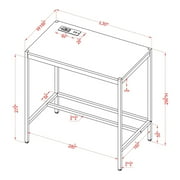 Belzie Metal Writing Desk with USB Ports, Blue