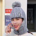 thumbnail image 2 of Bibifish Womens Cable Knit Balaclava Hat With Zipper & Pom Pom Soft Warm Windproof Hat Winter Outdoor Activities Practical Cozy Hats, 2 of 6