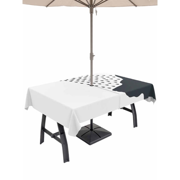 Outdoor Tablecloth with Umbrella Hole and Zipper, Dogs Showering Rectangle Table Cloth 60x84 Inch Waterproof Tablecloth, Modern Abstract Art Funny Animals Picnic Table Cover for Patio Camping