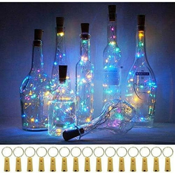 20 LED Wine Bottle Lights with Cork, 15Pcs Battery Operated Cork Shape Fairy Light Waterproof Mini Copper Silver Wire String Lights for Party, Wedding, Christmas, Bedroom Decor