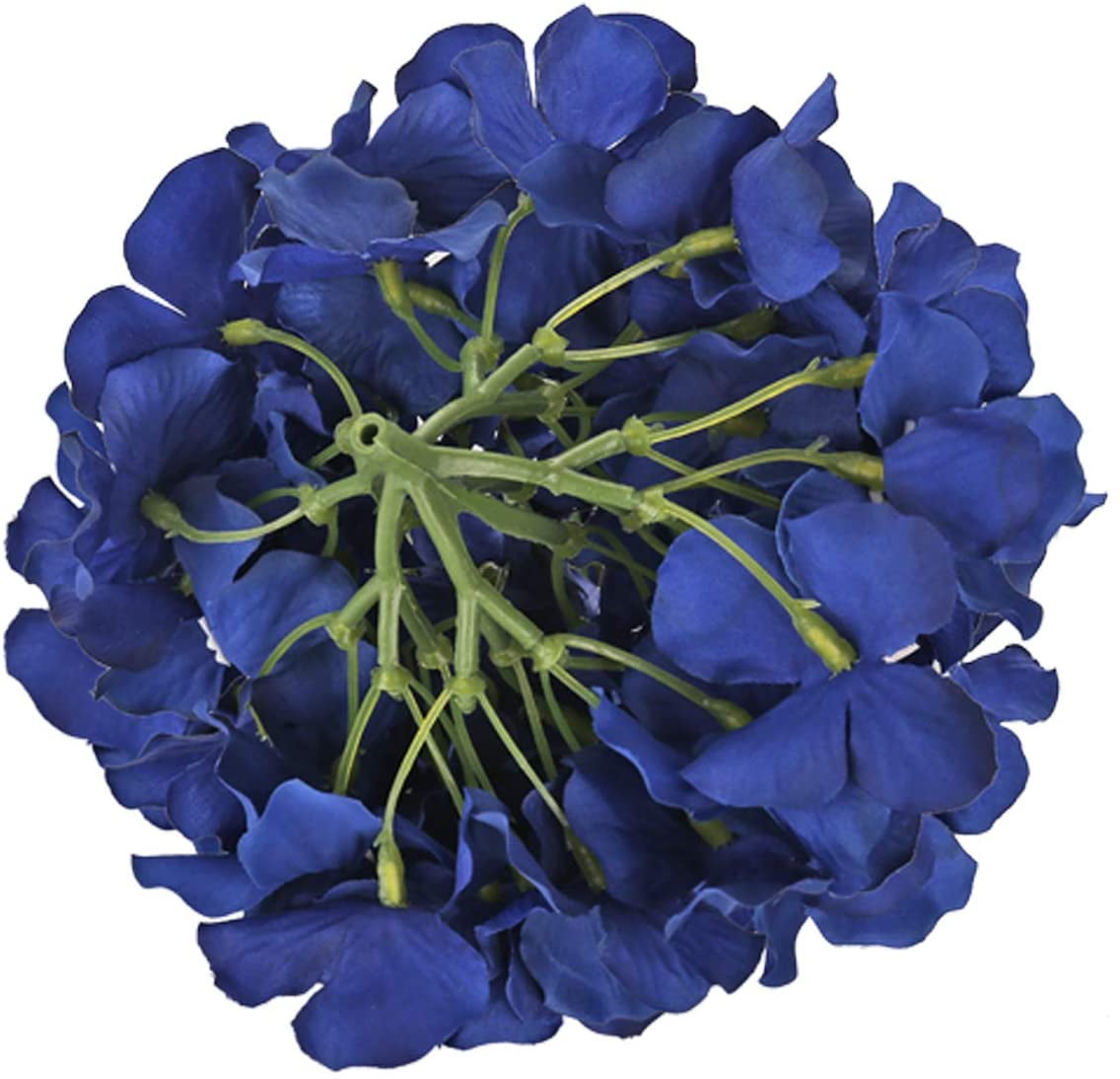 Silk Hydrangea Heads Artificial Flowers Heads with Stems for Home Wedding Decor,Pack of (Royal Blue)