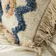 thumbnail image 4 of 16" Handwoven Cotton & Silk Throw Fringed Pillow Cover Embossed Zig Zag & Crossed Lines Design, 4 of 7