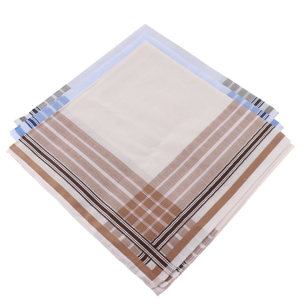 3x Assorted Handkerchief Pocket Square Hanky Multi Grid Kerchief for Men 