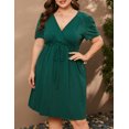 thumbnail image 3 of Yesfashion Womens Spring Summer Plus Size Dresses 2025 Casual Tunic Dress Short Sleeve V Neck Flowy Swing Mini Shift Dress, 3 of 9