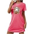 thumbnail image 1 of Camisón corto de talla grande para mujer, camisón de manga corta con estampado de pecho a la moda, camisón para mujer, 1 of 2