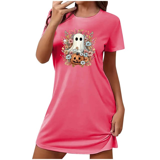 Camisón corto de talla grande para mujer, camisón de manga corta con estampado de pecho a la moda, camisón para mujer
