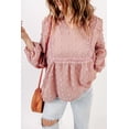 thumbnail image 4 of ABPHQTO Blusa babydoll con volantes y cuello dividido con lunares suizos para mujer, 4 of 5