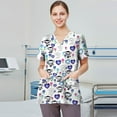 thumbnail image 5 of Garbnen Animal Print Women Scrub Tops Plus Size Stretch V Neck Short Sleeve Women’s Shirts Xmas Valentine's Day Holiday Prints Nurse Working Uniforms, 5 of 6