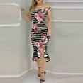 thumbnail image 3 of CNKOO Summer Formal Dress Floral Printed Off Shoulder Irregular Split Ruffles Bodycon Dress for Wedding Party Banquet, 3 of 13