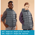 thumbnail image 2 of SOLOCOTE Girls Boys Puffer Vest Hooded Coat Water-Resistant Warm Winter Fleece Sleeveless Kids Jacket for 6-14 Years, 2 of 7