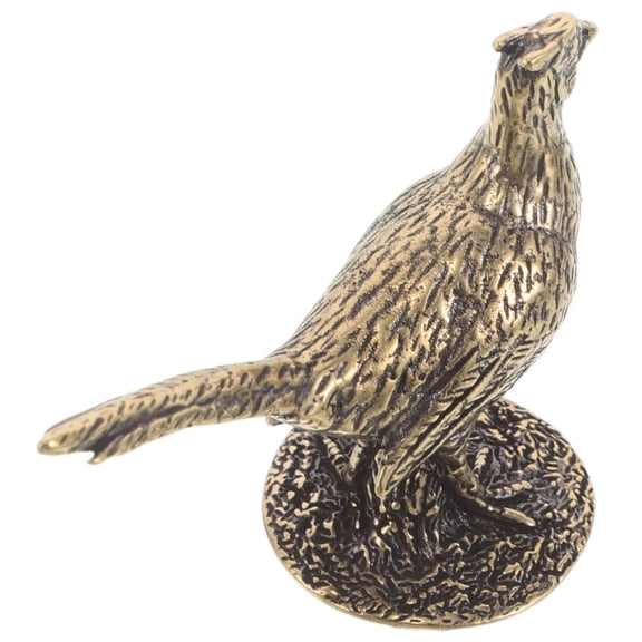 RENACLIPY Multicolor Brass Pheasant Figurine with Base for Home Decor and Feng Shui Accent