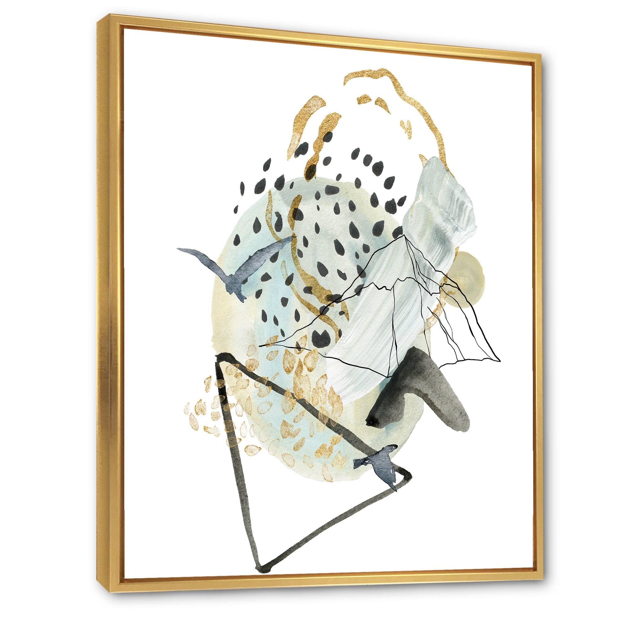 Designart 'Mountain Bird With Gouache Of Abstract Landscape' Modern Framed Canvas Wall Art Print