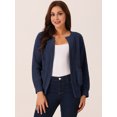 thumbnail image 3 of DARING DIVA Women's Open Front Knitted Casual Cardigan with Pockets S Navy Blue, 3 of 5