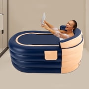 Miumaeov 1.4m/55.11in Portable Inflatable Hot Tub with Electric Air Pump, Outdoor & Indoor Freestanding Foldable Spa Tub, Inflatable Bathtub