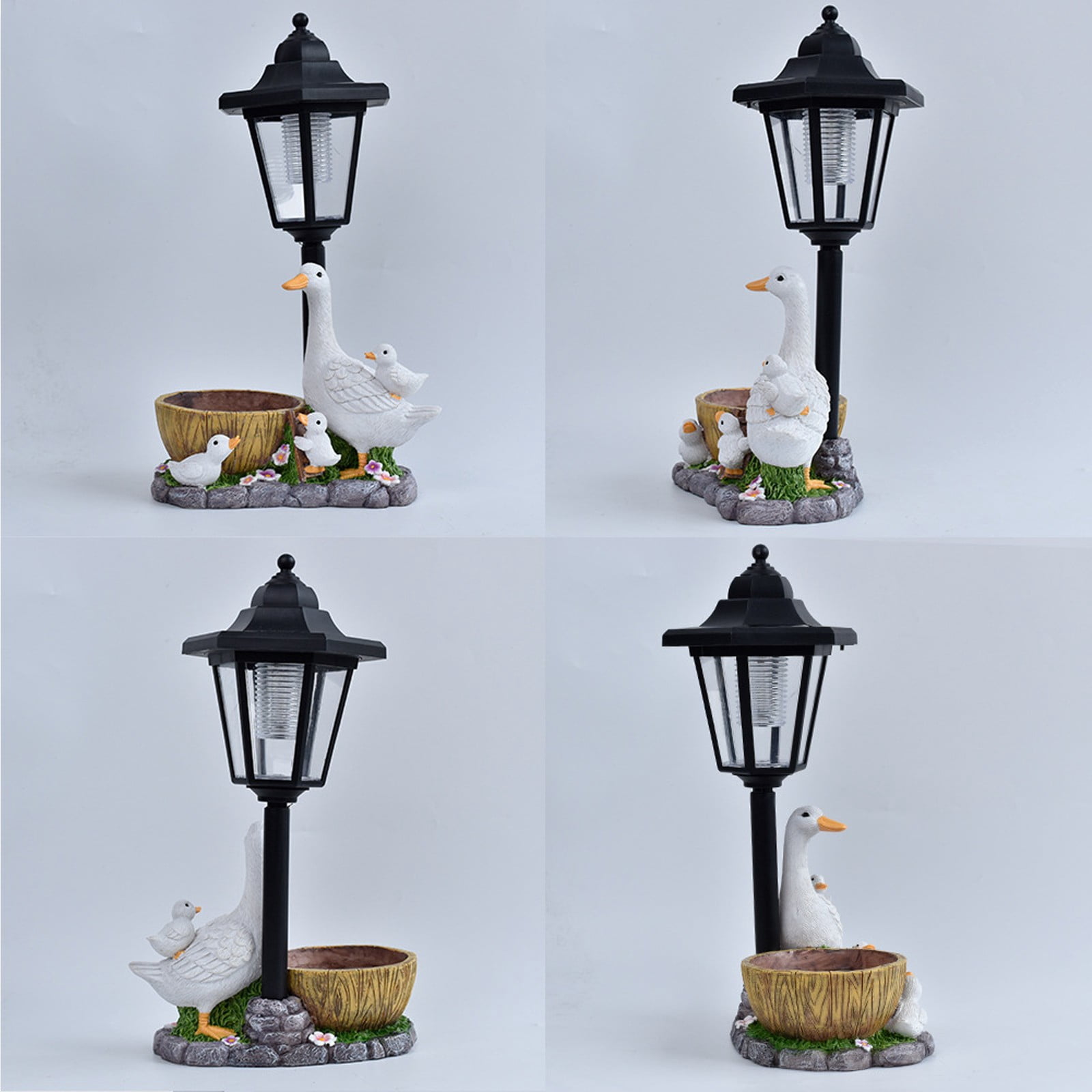 Solar Garden Statue, Figurines with Solar Lantern & Flowerpot Outdoor Decor, Resin Bird Sculptures for Patio Lawn Backyard Porch, Unique Gift for Women Mom