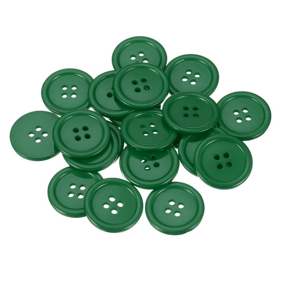 Uxcell 22 Pcs Dark Green Resin Button, 1 Inch(25mm) Round 4 Holes Sewing Buttons, Small Size Flatback Button for DIY Craft Making Clothes Sewing Handmade Ornament