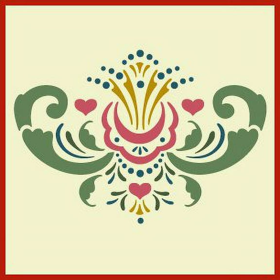 Rosemaling Pattern 8 Stencil - Rose-painting - Scandinavian decorative folk painting - Mylar plastic stencil - The Artful Stencil