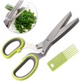 thumbnail image 1 of Tijeras para hierbas, tijeras de cocina con hojas de acero inoxidable para picar hierbas aromáticas, 100 % aptas para alimentos y fáciles de limpiar, aptas para lavavajillas para la cocina, 1 paquete, 1 of 5