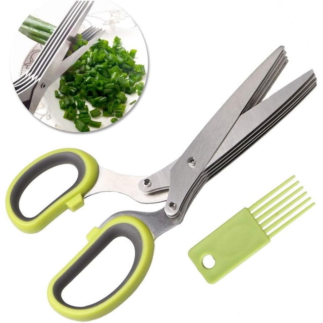 Tijeras para hierbas, tijeras de cocina con hojas de acero inoxidable para picar hierbas aromáticas, 100 % aptas para alimentos y fáciles de limpiar, aptas para lavavajillas para la cocina, 1 paquete