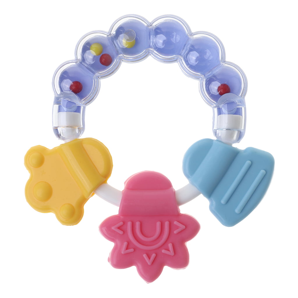 Baby Teether Bell Toys Silicone Shake Sound Educational Rattle Jingle Teething 