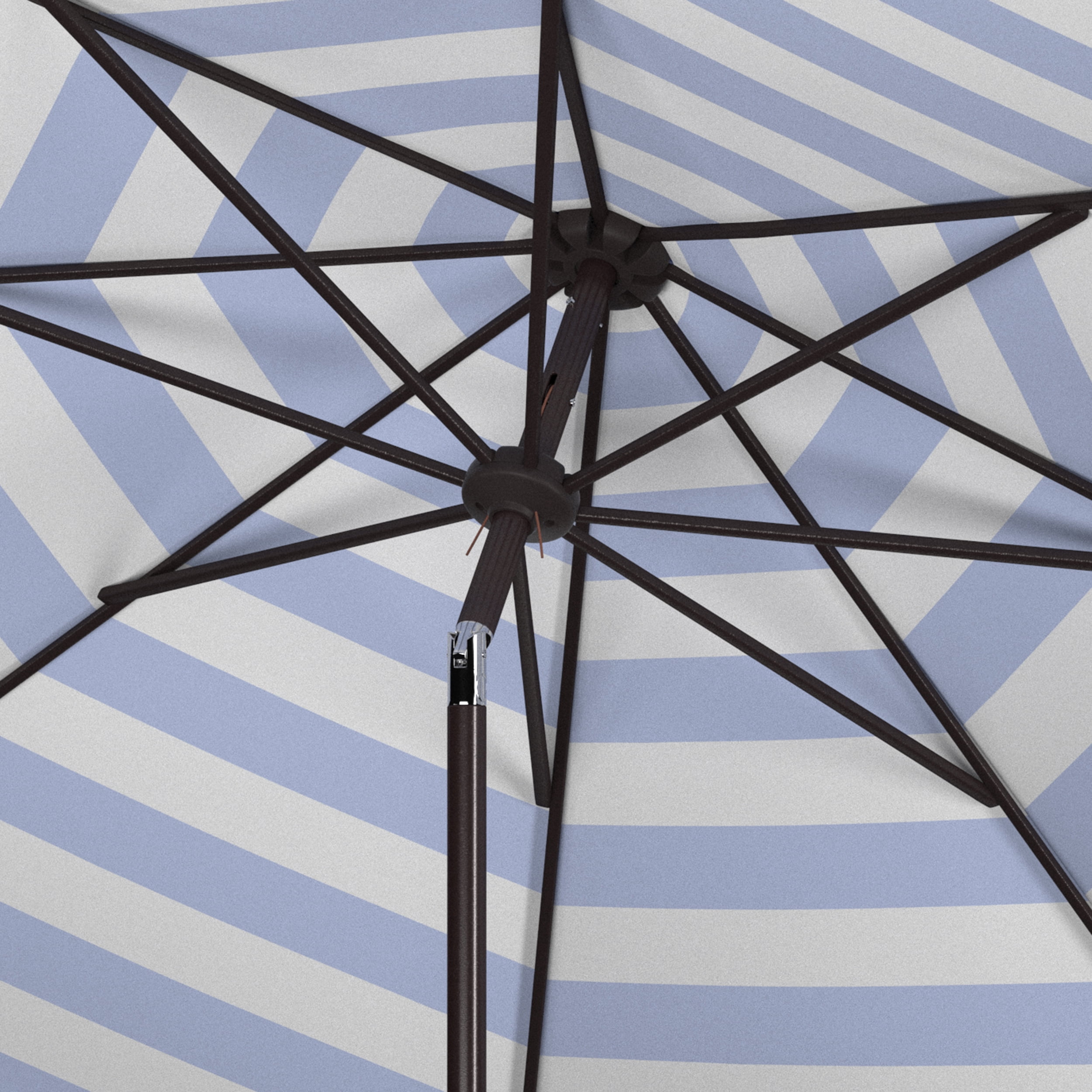 SAFAVIEH Iris 9' Market Auto Tilt Patio Umbrella, Pacific Blue Stripe
