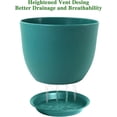 thumbnail image 3 of 12/10/9 Large Modern Plant Pots, Plastic Planters with Drainage Holes and Saucers for Indoor Outdoor Plants Flowers, Malachite Green, 3 of 14