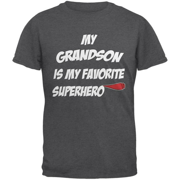 Grandson is My Superhero Dark Heather Adult T-Shirt - Small