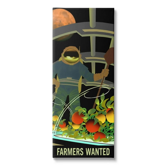 Farmers Wanted Astronaut Moon Art for Kids Graphic Art Gallery Wrapped Canvas Print Wall Art