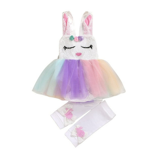 Gaono Toddler Kids Baby Girl Easter Clothes Rabbit Lace Tutu Dress