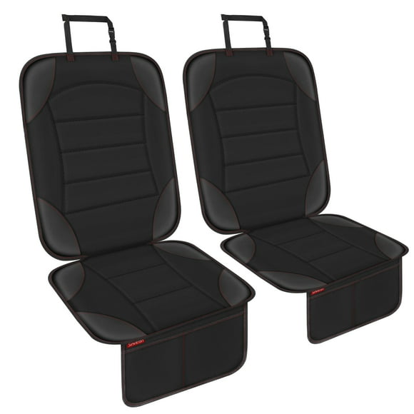 Sinvitron Car Seat Protector, Seats Protector with Leather and Fabric Padding, Non-Slip Backing with Mesh Pockets, Waterproof seat Protectors for Vehicles Baby Pets