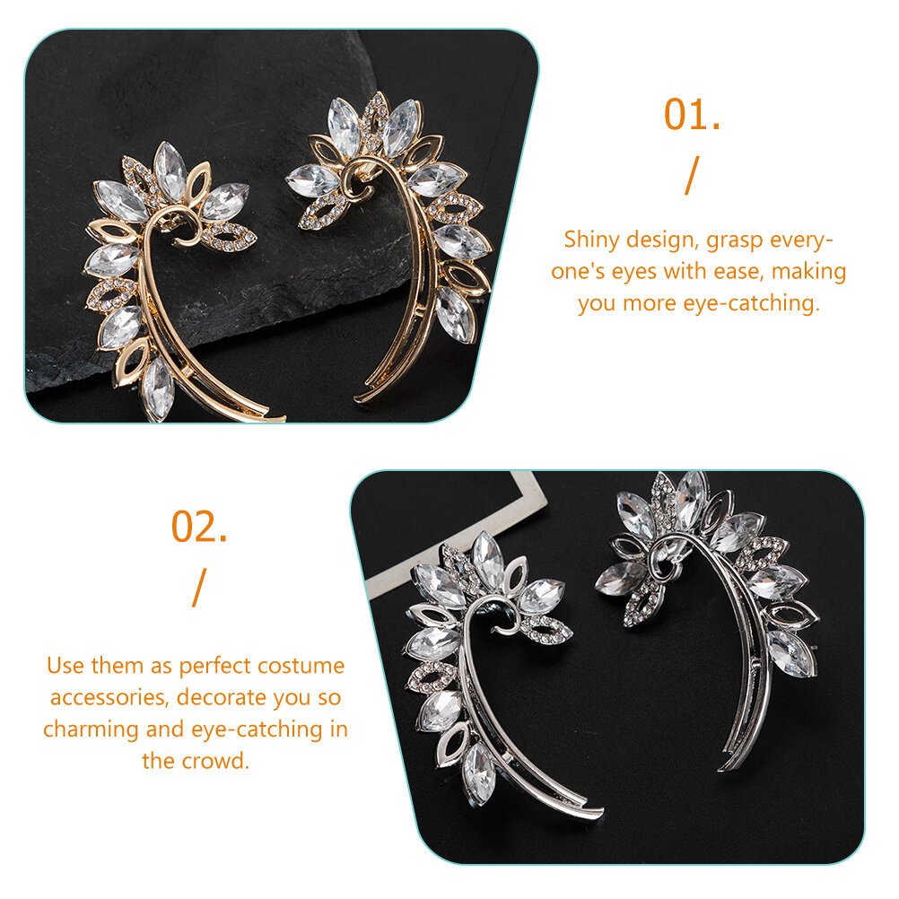 Cuff Silver 925 Leaf Tassel Ear Clip Cosplay Earrings Women's Gifts ...