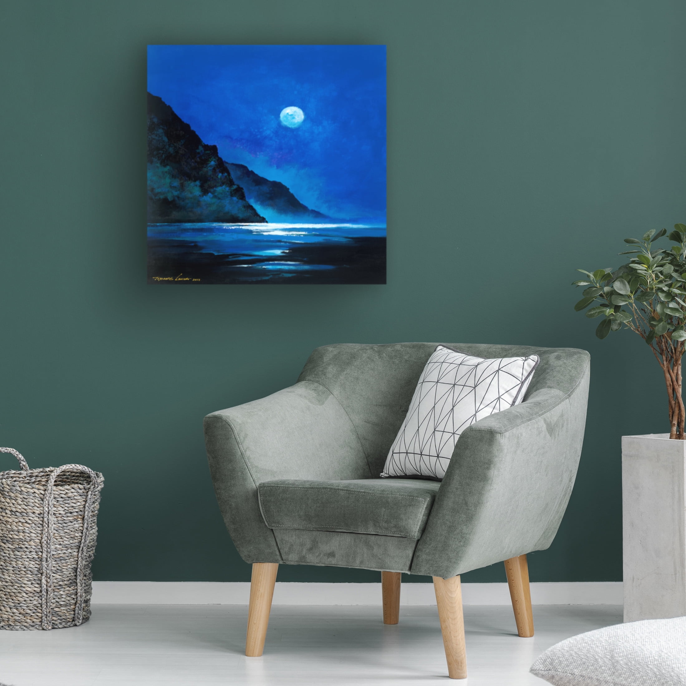 Canvas Wall Art - Thomas Leung 'Island Under the Moon' Wall Art for Living Room, Bedroom, or Office Décor by Trademark Fine Art - 24 x 24 Inches