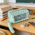 thumbnail image 4 of Estuche de gran capacidad para papelería y cosméticos con diseño de lazo, organizador portátil de tela para escuela, oficina y almacenamiento de maquillaje., 4 of 7