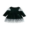 thumbnail image 1 of Robe en Velours de Noël pour Enfant à Manches Longues, Col Ras du Cou, Robe à Empiècements de Dentelle, 1 of 6