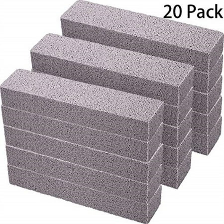 

OUXIAN 20 pack pumice stones for cleaning - pumice scouring pad grey pumice stick cleaner for removing toilet bowl ring bath household kitchen pool 5.9 x 1.4 x 0.9 inch (20 pack)