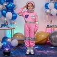 thumbnail image 3 of Pandaie Kids Astronaut Costumes America Spacesuit for Boys Girls Metallic Pink Space Themed Jumpsuit Set with Gloves Hat 5-7 Years, 3 of 6