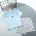 thumbnail image 7 of Girls 2 Piece Activewear Set Short Sleeve Crewneck T-Shirt and Athletic Shorts Breathable Quick Dry Summer Outfit Blue,Size 5-6T, 7 of 7
