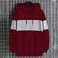 thumbnail image 2 of Lohuatrd Men Autumn Winter Hoodie Plush Color Matching Drawstring Loose Pullober Long Sleeve Elastic Cuff Warm Soft Mid Length Men Streetwear Hoodie, 2 of 8