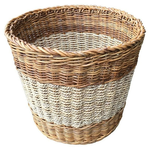 Pemberly Row Modern Wicker/Rattan and Seagrass Basket in Natural