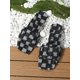 thumbnail image 2 of Women Checkered Pattern Raw Trim Slide Sandals, Denim Fashion Sandals, 2 of 4