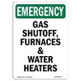 thumbnail image 1 of SignMission OS-EM-A-1218-V-10507 12 x 18 in. OSHA Emergency Sign - Gas Shutoff, Furnaces & Water Heaters, 1 of 1