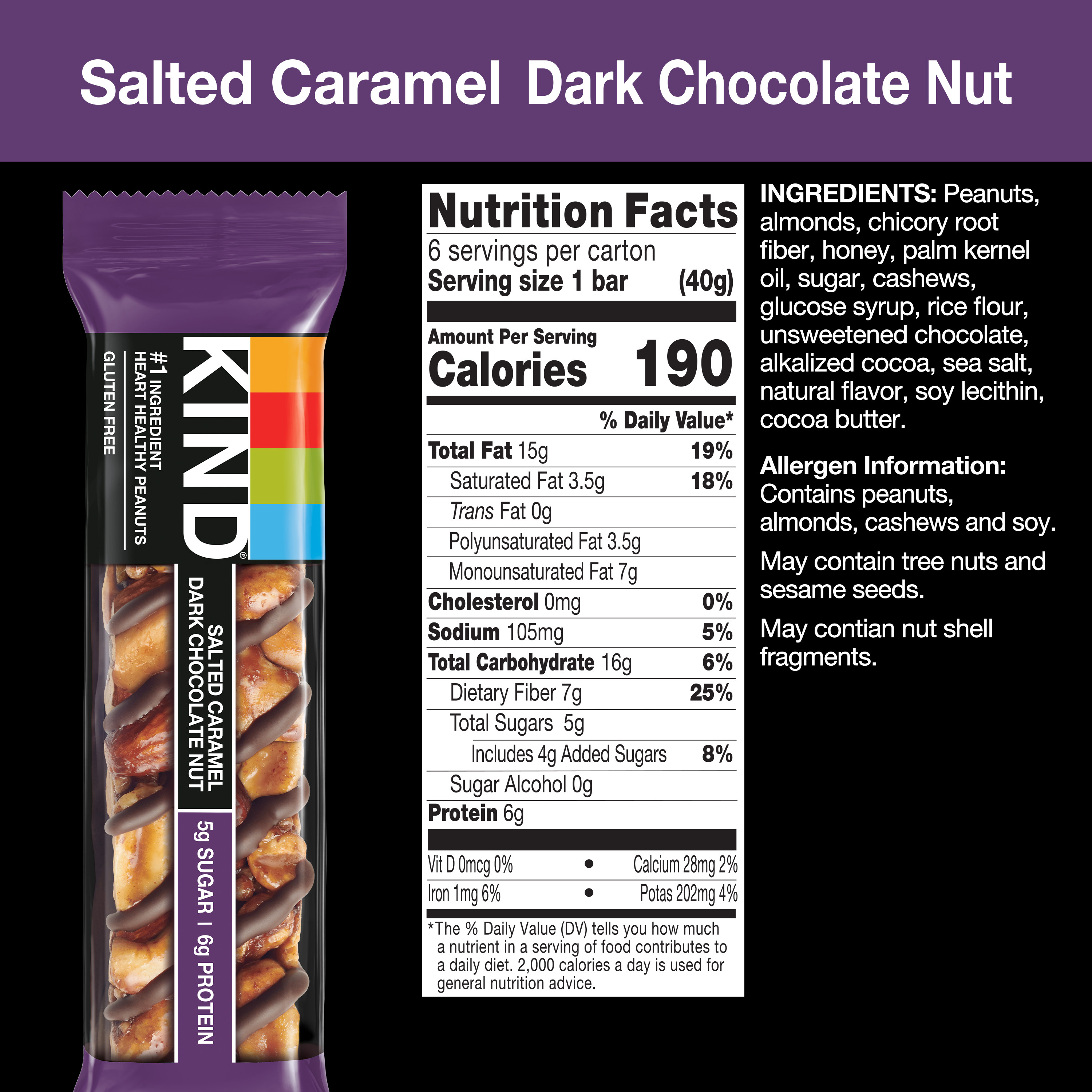 Kind Gluten Free Salted Caramel And Dark Chocolate Nut Snack Bars 1 4 Oz 6 Count