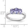 thumbnail image 4 of Sterling Silver Rhodium 3-Stone Tanzanite Ring (Size 8) Made In India qr6369tz-8, 4 of 5