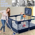 thumbnail image 6 of Babyeap Baby Playpen, Play Yard, Toddlers Playards, 50"x50" Infant Travel Fence with Basket, Blue, 6 of 8