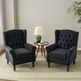 thumbnail image 7 of UIXE High Back Accent Chairs Upholstered Armchair Retro Wingback Chair for Living Room Bedroom Reading Seat, Black Blue, 7 of 7