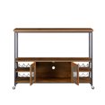 thumbnail image 4 of Wine Shelf Table, Modern Wine Bar Cabinet with Storage Compartment, Wood Console Table Bar Table TV Cabinet Sideboard with Large Space for Living Room Dining Room Kitchen Entryway Hallway, Brown, 4 of 7