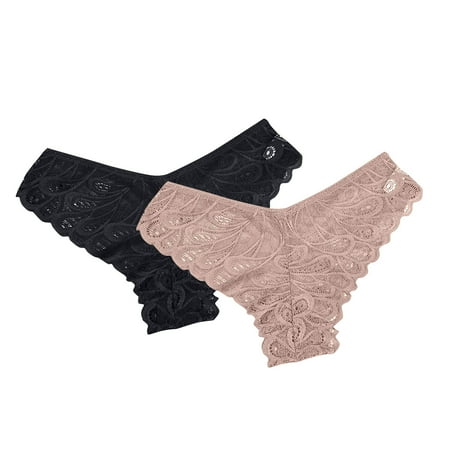 uublik Value 2-Pack  Womens Panties Plus Size High Waist Breathable Briefs Soft Underpants Ladies Stretch Panties Womens Lace Underwear Pink