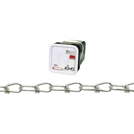 

Campbell 0752426 Low Carbon Steel Inco Double Loop Chain in Square Pail Zinc Plated 2/0 Trade 0.14 Diameter 275 Length 255 lbs Load Capacity